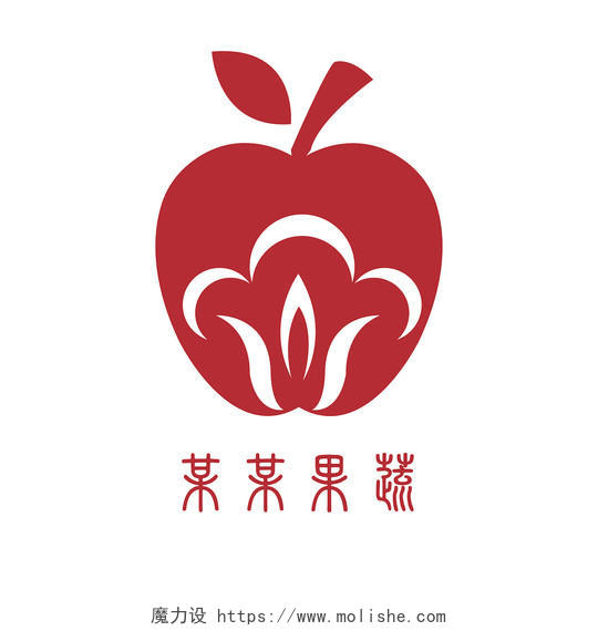 红色白色插画风果蔬店logo设计标志食品logo